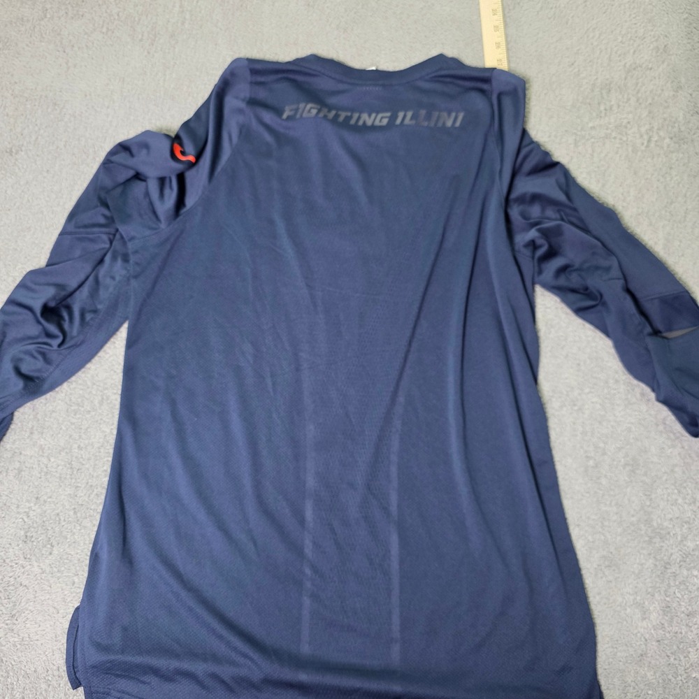 Nike Mens L Shirt Illinois Fighting Illini Navy Blue Dri-FIT Elite Long Sleeve - Picture 5 of 6